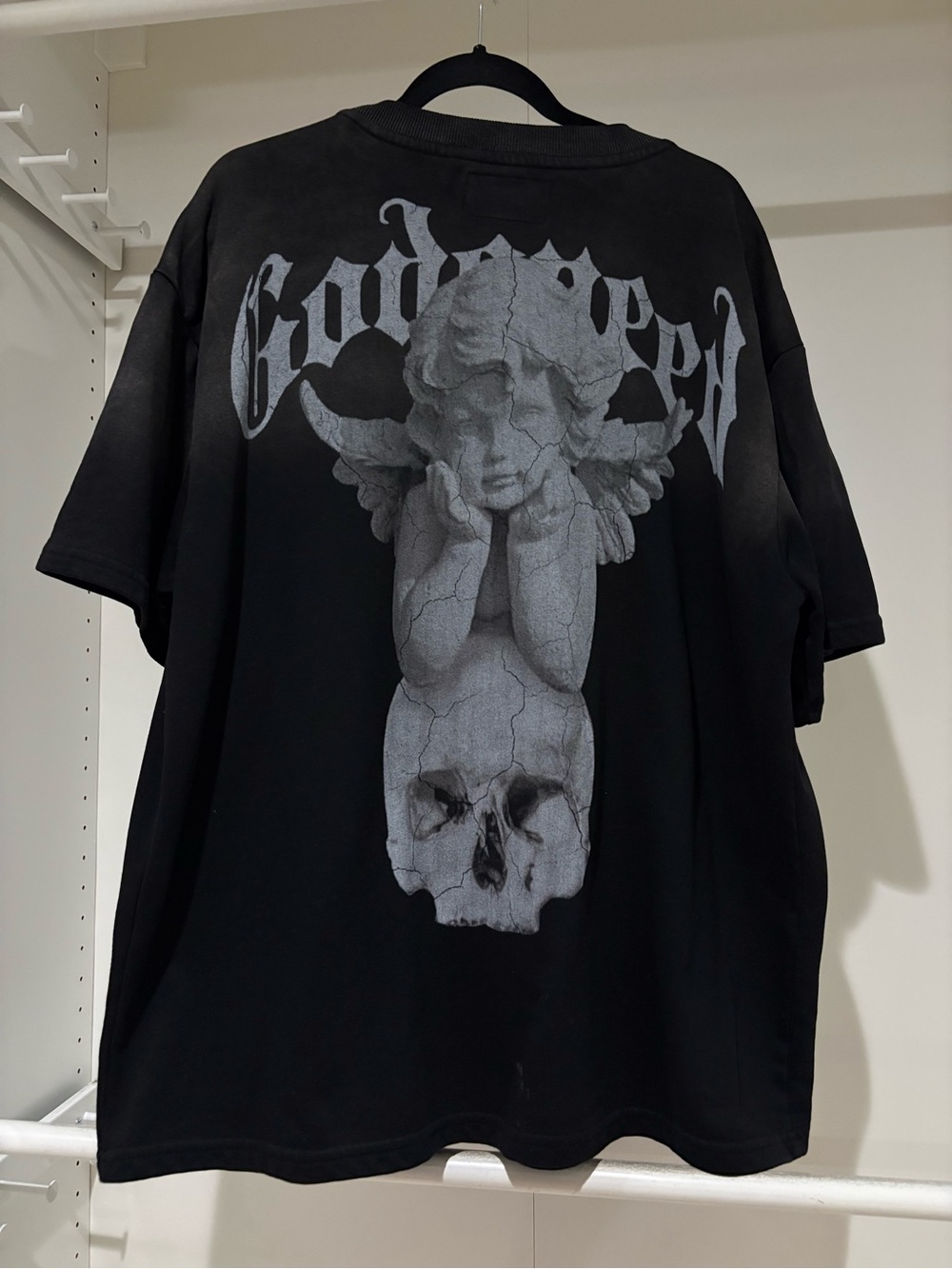Godspeed FW23 Archives Angel Skull T-Shirt XL Black Streetwear Graphic Oversized - Picture 2 of 4